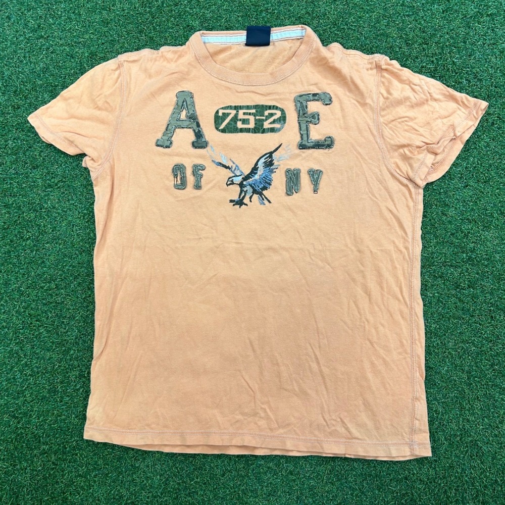 American Eagle Outfitters Mens Athletic Fit Graphic T-Shirt Orange Medium AE NY